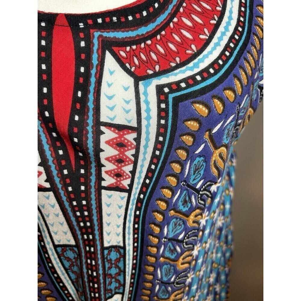 Jessica Taylor Boho Embellish Mixed Media Print Tank Shift Dress Size OS Beachy - Picture 2 of 9